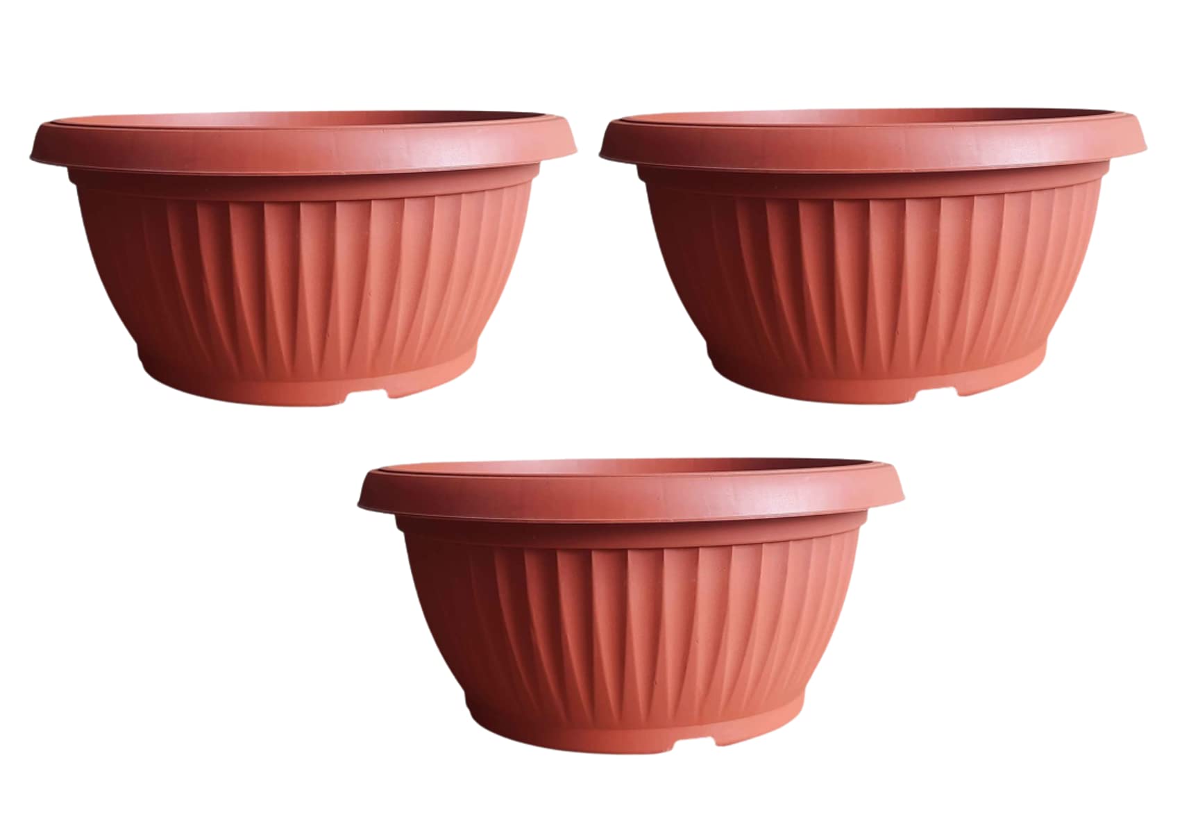 SHOPATHON INDIA Brown Round Bowl Premium Plastic Home Garden Lotus Flower Plantation Deep Pot for Adeniums, Agaves, Bonsai Tree, Cactus, Portulacas Plants - 18 Inch Top x 9 Inch Height - 3 pc (B0B29978B7) Amazon Price History, Amazon Price Tracker