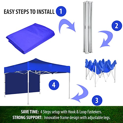 Image of ORILEY Heavy Duty Gazebo Tent 6.5 ft | 17.5 Kg Strong Frame | Foldable Pop-Up Canopy Tent with 3 Side Open | UV Protection Outdoor Folding Tent for Garden, Terrace, Events & Promotional Use (Blue)