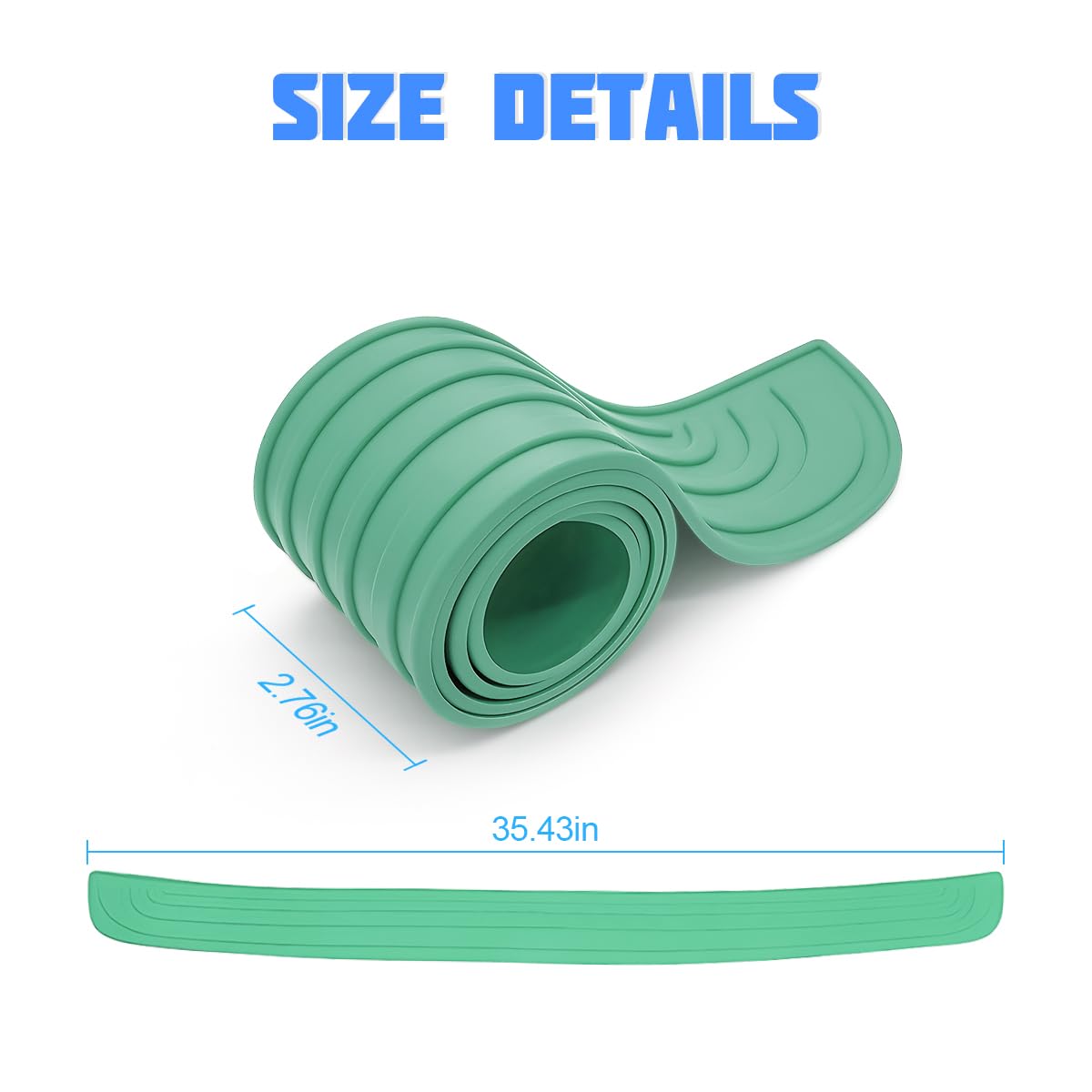 8sanlione Car Rear Bumper Protector Guard, Anti-Scratch Abrasion Rubber Trunk Door Entry Sill Guard, Non-Slip Trim Cover Protection Strip, Car Accessories for Most Cars and SUV (Green/35.4"x2.7")