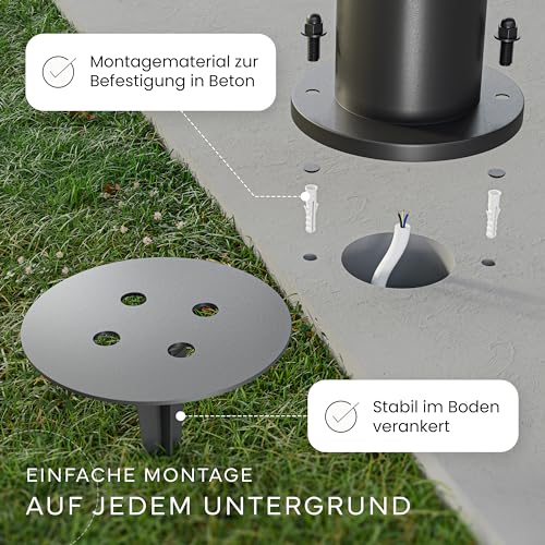 4x Wegeleuchten Außen mit Erdspieß - E27 Fassung, Höhe 50 cm - Outdoor Pollerleuchte aus Edelstahl IP44 - Wegleuchte, Sockelleuchte, Standleuchte, Gehwegleuchten Außen, Wegbeleuchtung – Bild 5