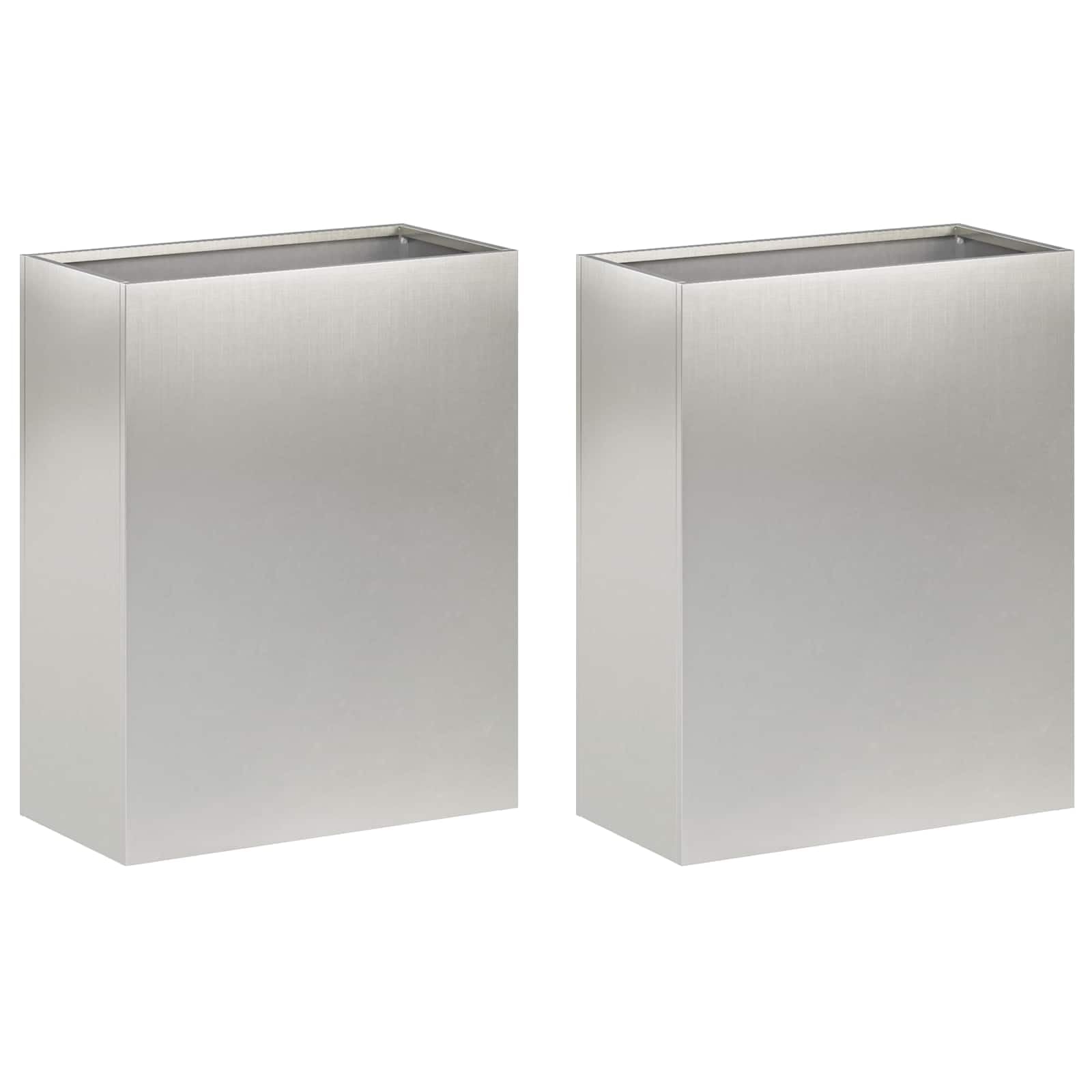 vidaXL Garden Planter 2 pcs Silver 40 x 20 x 40 cm Stainless Steel