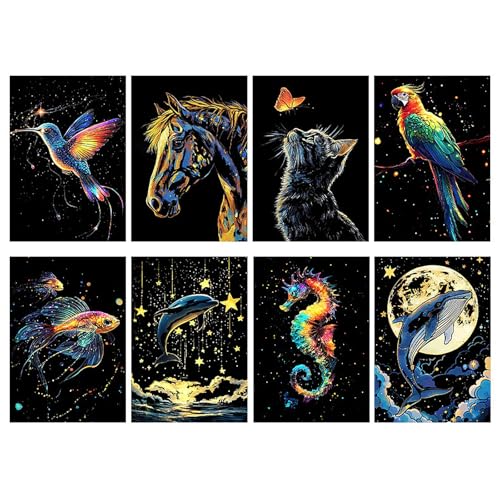 �X�N���b�`�A�[�g 8���Z�b�g 20*14cm A5 �T�C�Y ��� �X�N���b�`�A�[�g �Ŕ������A�[�g �ʔ����h��G �ȒP ��邾���� �X�N���b�`�A�[�g �~ �� �L �� �I�E�� ��i DIY ���� ���G DIY �������� ��l �q�� �v���[���g �C���e���A 