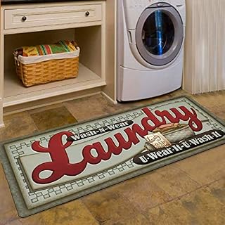 USTIDE Loads of Fun Rug for Laundry Room Nonslip Rubber Backer Modern Mat