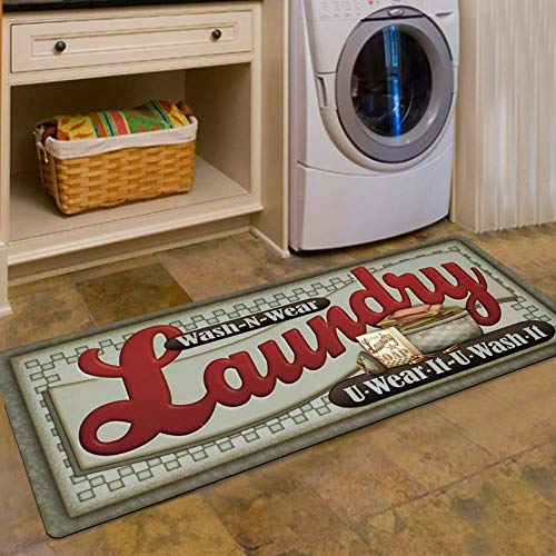 USTIDE Loads of Fun Rug for Laundry Room Nonslip Rubber Backer Modern Mat