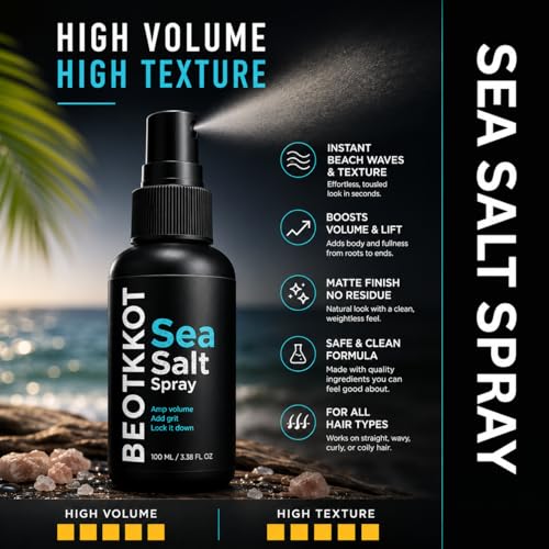 Image of Sea Salt Spray for Hair Styling - Texture & Beachy Waves | Instant Volume, Lightweight Matte Finish, No Residue | With Bhringraj & Vitamin E | No Alcohol | Made for Indian Hair & Harsh Weather| For Men & Women 100 ml (100ml)