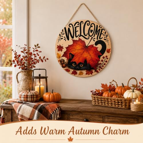 Image of Fall Decor - Autumn Welcome Sign for Front Door | Thanksgiving Decorations