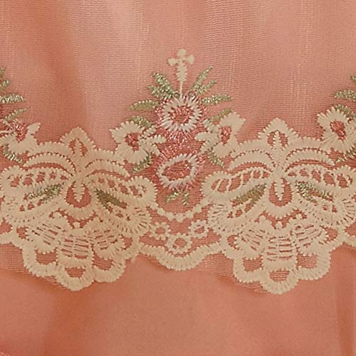 Cache-sommier lavé rose 180x220 cm avec drap-housse multi-volant - 5