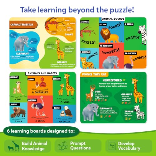 Image of Skillmatics Puzzle & Learn - Wild Animals, 25-Piece Jigsaw Puzzle | 6 Learning Boards, Educational Screen-Free Activity for Preschoolers & Toddlers, Gift for Boys & Girls Ages 3, 4, 5, 6, 7