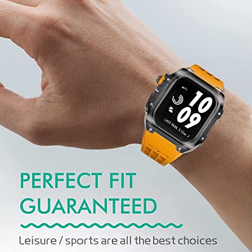 Funda de reloj de lujo transparente con correa de goma para Apple Watch de 45 mm 7