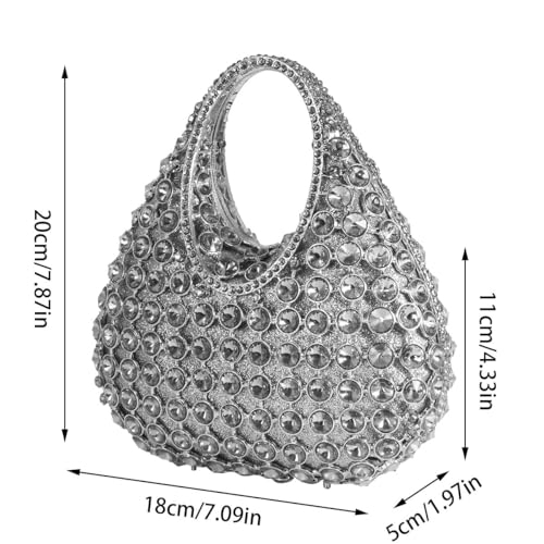 Women's Sparkly Evening Bag Glitter Rhinestone Clutch Purse Top Handle Bag with Chain for Party Wedding2