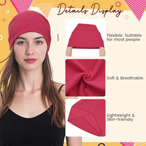 Unisex Slouchy Beanie Cotton Lightweight Beanie Hat Skull Cap Night Sleep Hat Hip-Hop Hat Red