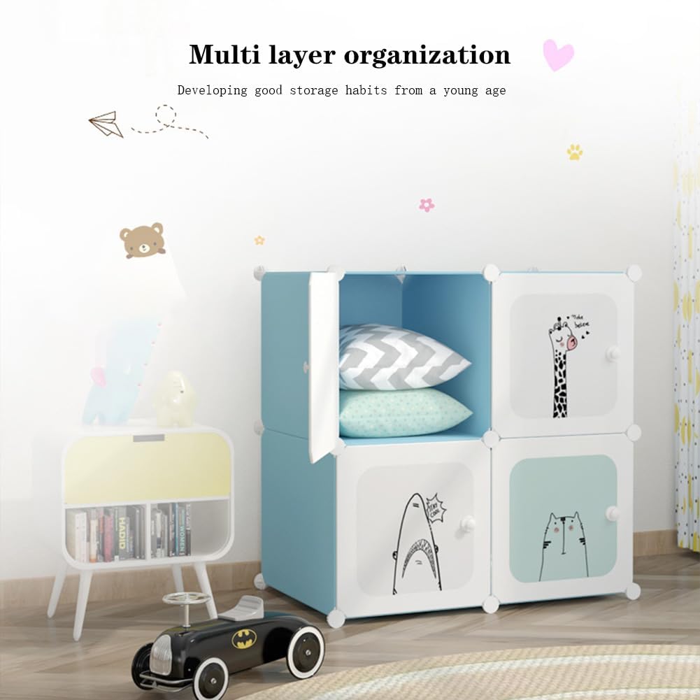 Modularer Kinderkleiderschrank Mit Stabilem Drahtgestell Und PP-Platten – Cartoon-Design, Geruchsneutral, Einfache Montage – Platzsparend Für Kinderzimmer, Schlafzimmer Oder Flur, 90 cm, Rosa