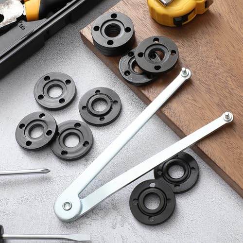 Image of Hicarer 25 Pcs Angle Grinder Nut Angle Grinder Wrench Kit Universal Locknut Adjustable Spanner 5 /8''-11 Flange Metal Lock Nut Compatible with Makita /Dewalt
