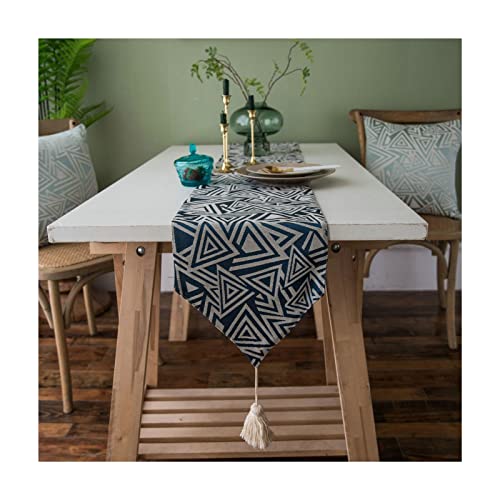 Chemin de table de Noël jacquard bleu nuit anti-plis pour éviter les nappes froissées
