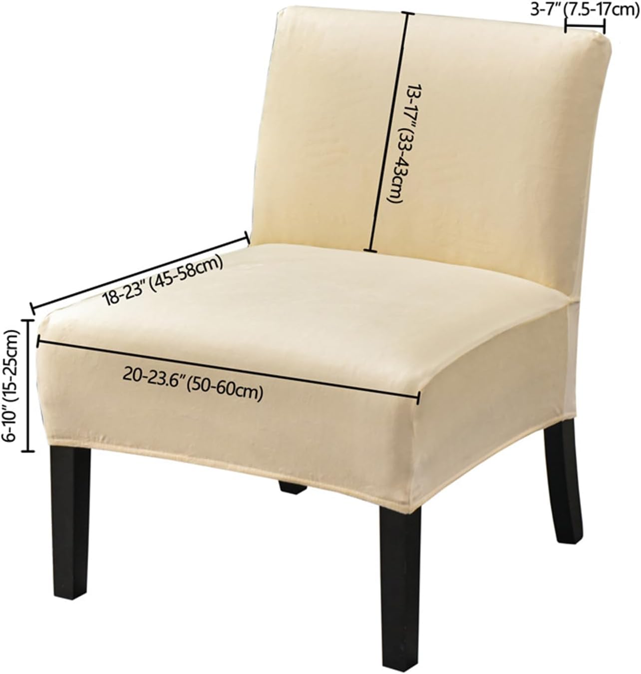 Greyc,Chair Cover*1, Armless Accent Chair Cover Stretch Armless Chair Slipcover Solid Color Removable Washable Slipper Chair Cover Furniture Protector for Dining Living Room Hotel Bedroom