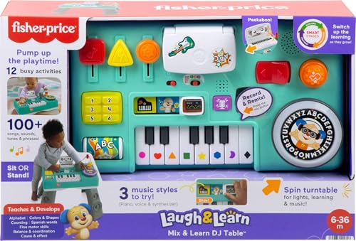 Image of Fisher-Price Laugh & Learn Baby & Toddler Toy Mix & Learn Dj Table with Smart Stages Learning & Activities for Ages 6+ Months