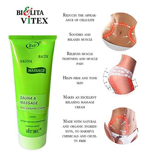 Bielita & Vitex Sauna And Massage Warming Anti-Cellulite Hot Cream Body Wrapping Gel 200 Ml With Caffeine, Red Pepper, Essential Oils Of Lemon, Mint, Rosemary, Fir, Marine Algae And Grapefruit #TOP2