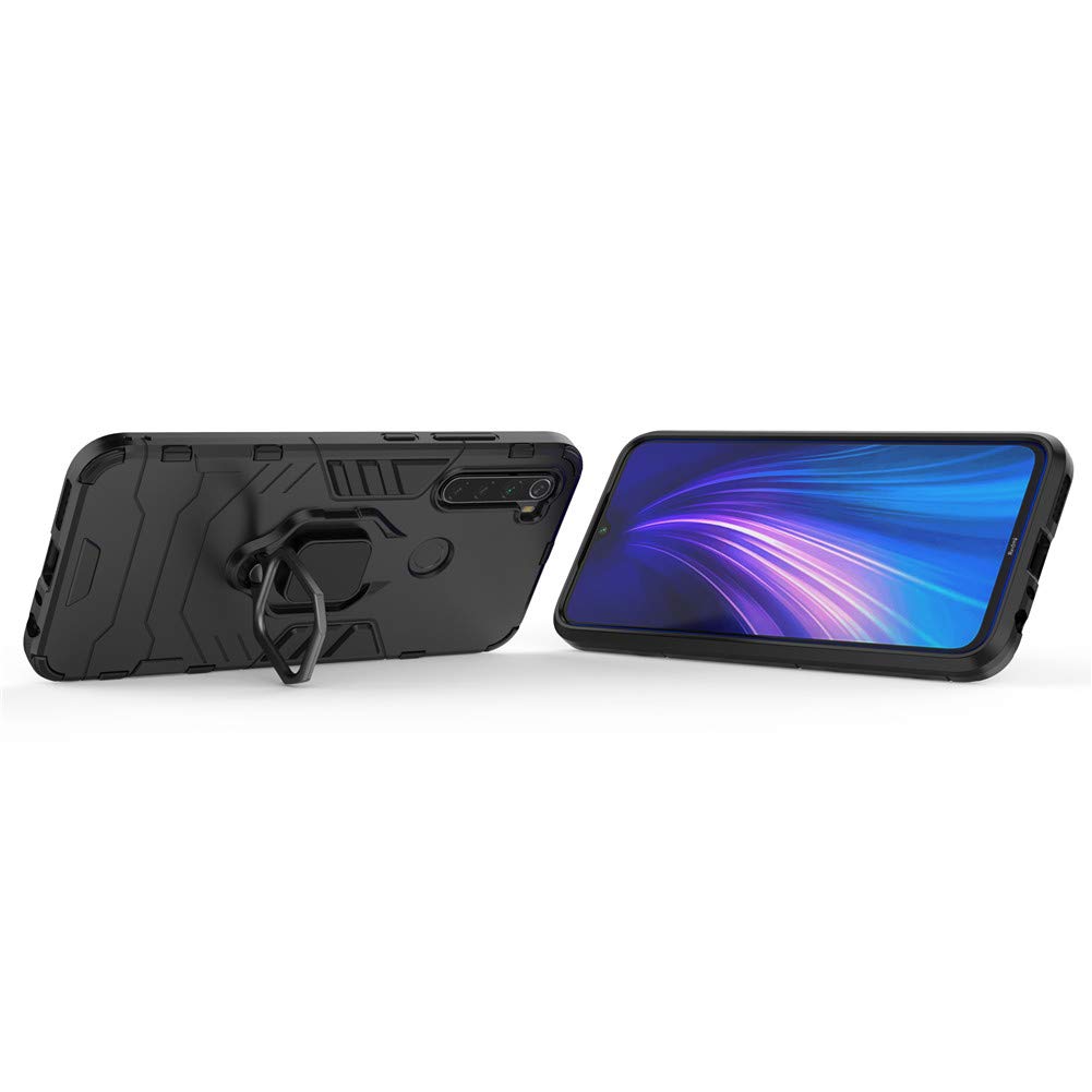 LuluMain Compatibile con Xiaomi Mi 8 Cover, Custodia Armor Anello Cavalletto (Funziona con Il Supporto Magnetico per Auto) Case Paraurti per Xiaomi Mi8 (Blu Navy