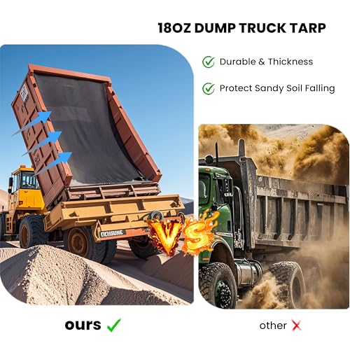 LUMONTIS Dump Truck Tarp 7'X16',Dump Trailer Mesh Tarp Heavy Duty 18oz PVC Coated Black Tarp With Double Pockets,Utility Trailer Tarp Cover No Rust Brass Grommet,Windproof/Tear-resistant/Uv-Protective by LUMONTIS - Image 5