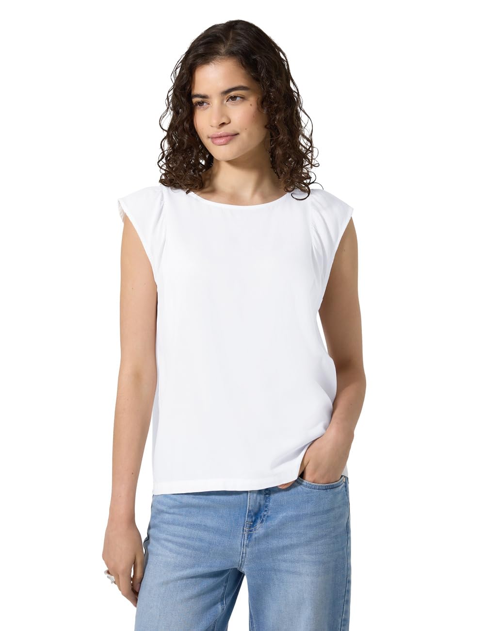 Street One Studio Dropped Shoulder Blouse Shirt with Crew Neck White 46