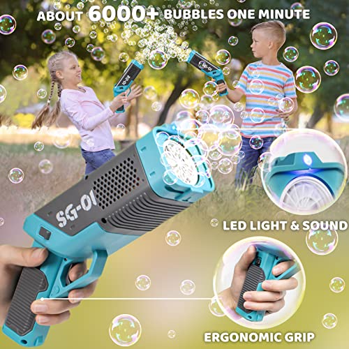 Marstone Bubble Machine Gun, Leak-Proof Bubble Machine For Kids With 3 Bottles Refill Solutions, Automatic Rich Bubble Maker With Light & Sound Toy Gift For Boys And Girls Indoor Outdoors Activity #TOP1