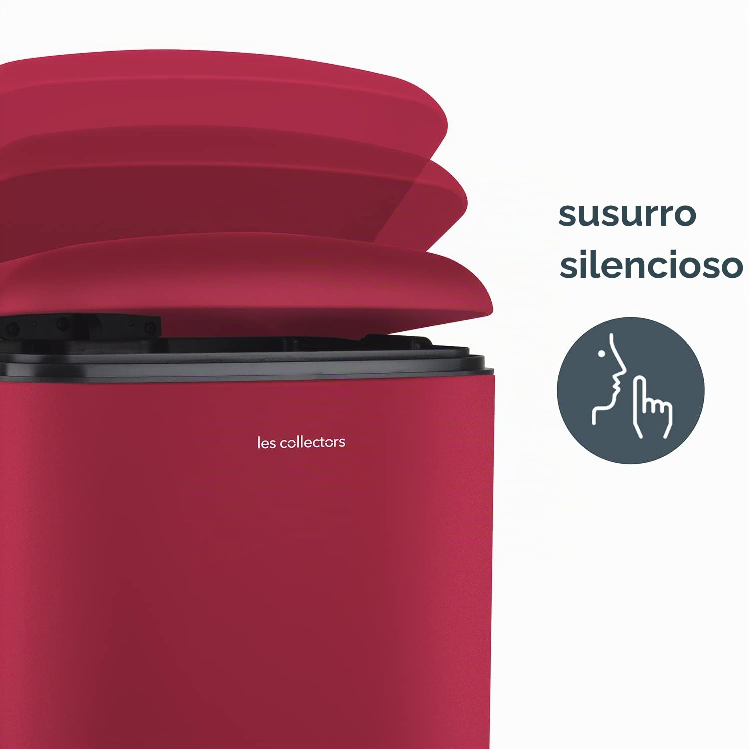 Les Collectors, Cubo de basura de cocina a pedal N°722, Acero inoxidable, Capacidad 30L, Compatible con bolsa 30L, Práctico, Cierre silencioso, Cubo interior extraíble, Acabado mate, Rojo