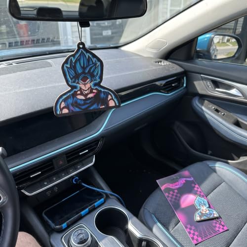 Image of PumpCar car air freshener 2-piece double-sided Goku SSJ hanging vanilla-scented anime dragon for rearview mirror Car Interior Accessories Household Gifts Anime Manga Fans Saiyan Truck SUV Home Office
