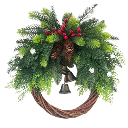 Couronne de Noël pour porte d'entrée rustique avec pommes de pin
