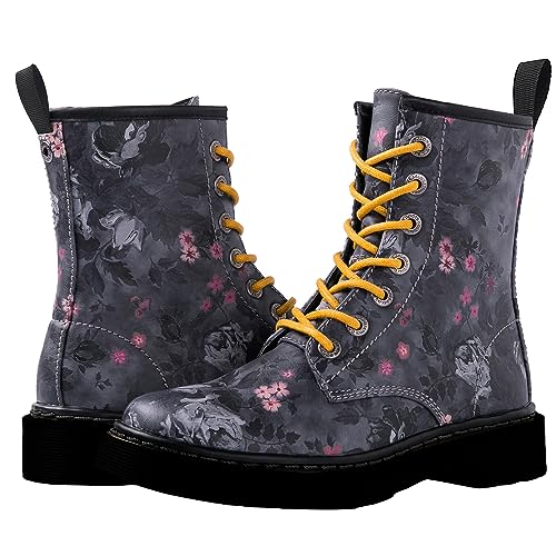 GLOBALWIN Women's Combat Boots Lace Up Ankle Booties For Women Low Heel2