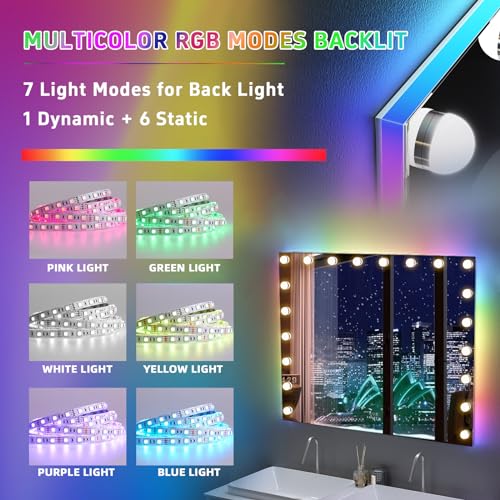 Espejo grande VANITII con luces 40"x32" RGB miniatura 3