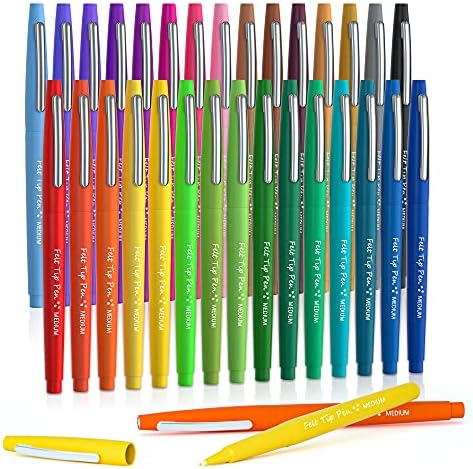 Lelix 30 Colors Felt Tip Pens, Medium Point Assorted Markers Pens For Journaling, Writing, Note Taking, Planner Coloring, Perfect for Art Office and School Supplies