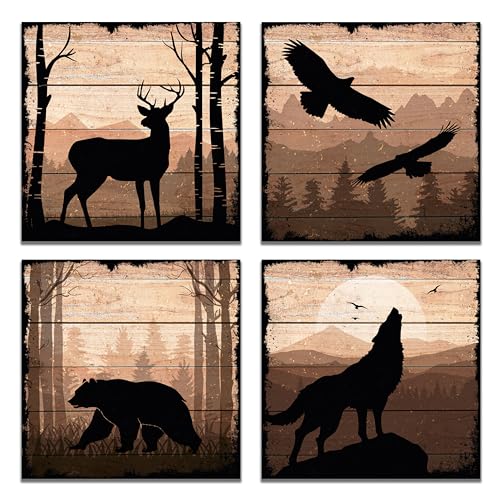 DIMARONGTON Wild Animal Canvas Wall Art Set of 4, 12x12