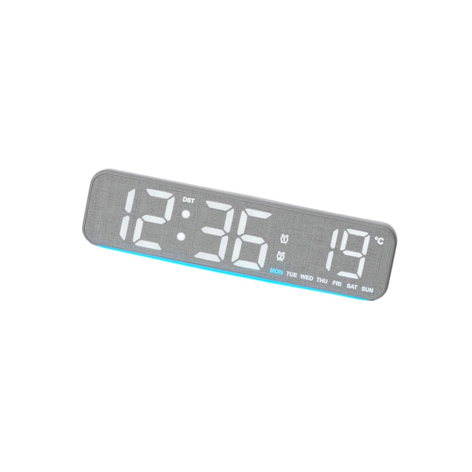 NRVTRE Wood Grains Digital Alarm Clock with Large LED Display Brightness Ambients Lighting Temperature Display LED Clock