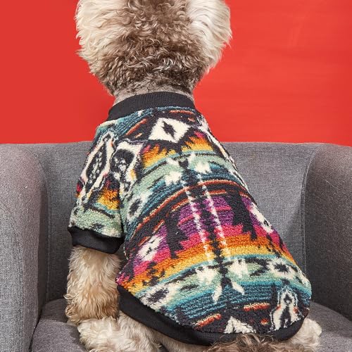 YAODHAOD Hund Pullover für kleine Hunde, Fleece Hund Pullover, Ethnische Stil Winterkleidung, Ultra weiche thermische Winter warme Welpen Sweatshirt (XS, Mehrfarbig)