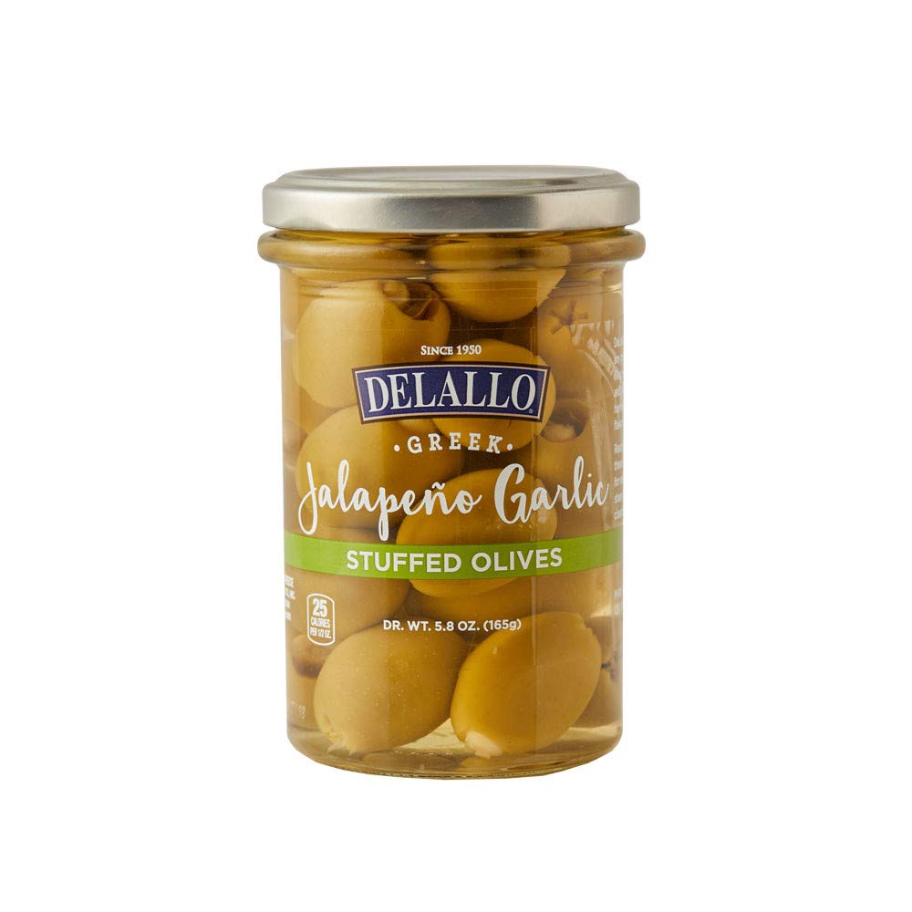 DeLallo Garlic & Jalapeño Stuffed Green Greek Olives in Jar(6 pack)