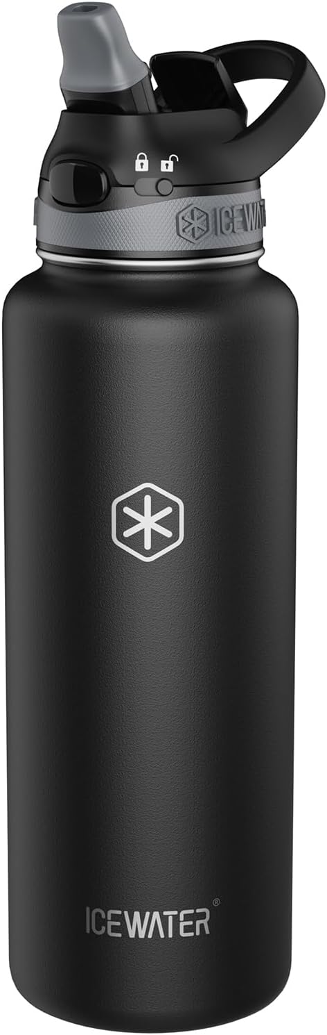 ICEWATER Replacement Lid with Straw | Lid fits 32 oz, 40 oz, 64 oz, 128 oz water bottles; Straw fits 40 oz water bottles only