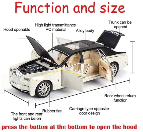Image of Rolls Royce Phantom Model Car 1:32 Scale Exclusive Alloy Metal Pull Back Die-cast Car Toy with Openable Doors & Light Music Boys Toys for Kids (Phantom 1:32)【Colors as Per Stock】