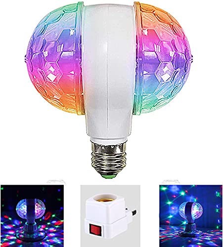 Disco Light Bulb Rotating Strobe Lights for Parties- E27 6W RGB Party Light Lamp LED Full-Color Multi Crystal Disco Bulb for Birthday Party, Holiday, Halloween, Club, Bar, Christmas