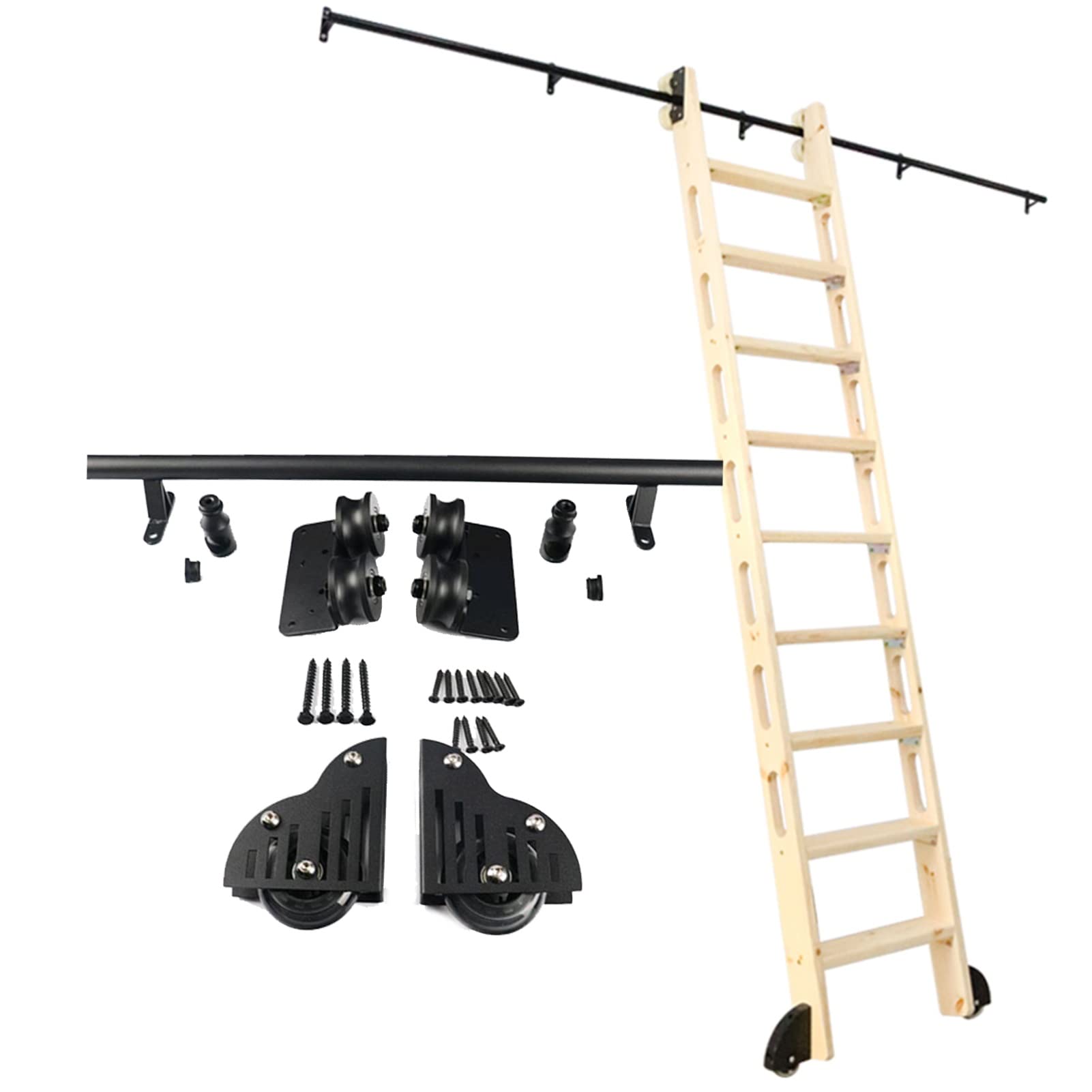 Kit de rails pour échelle mobile à roulettes, tubes ronds extensibles de 200 cm pour intérieur