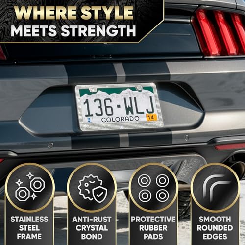 Marco de matrícula brillante con diamantes de imitación - $14.96