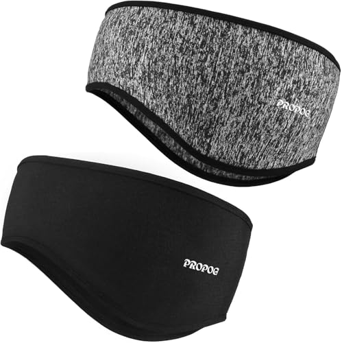 PROPOG - PROPOG Cache Oreille Femme Homme, 2 Pièces Chaleureux Bandeau Hiver Confortable Bandeau Sport Femme Elastique Homme Sport Headband Idéal pour Sports Ski Course à Pied Cyclisme
