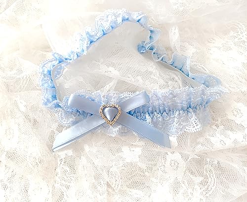 Image of Blue Garters for Bride Wedding Garter Set for Bride Bridal Garter Leg Thigh Blue