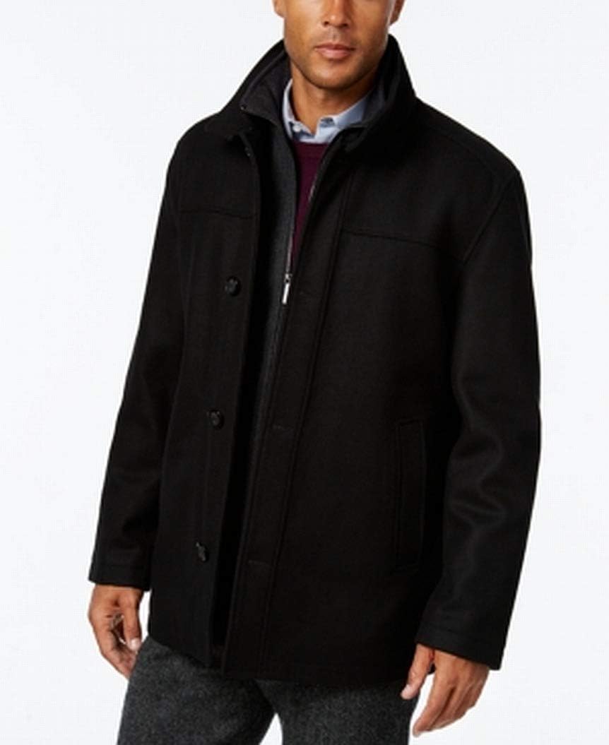 mens Wool Blend Car Coat With Bib