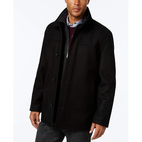 LONDON FOG mens Wool Blend Car Coat With Bib