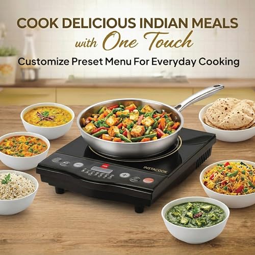 Image of CELLO Blazing Instacook Induction Cooktop Stove 1600 Watts Black | Safe & Reliable, Customized Preset Menu, 8 Stage Power Settings, Overheat Protection | For All Types of Utensils | 1 Year Warranty