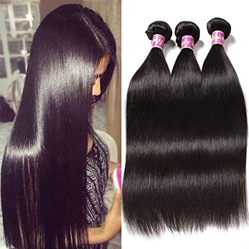 UNICE Hair 10A Malaysian Straight Human Hair 3 Bundles Unprocessed Virgin Human Hair Weave Extensions (16 18 20 inch)