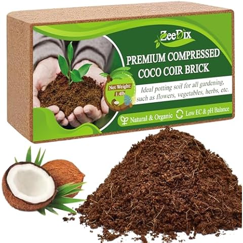 ZeeDix Premium Compressed Coco Coir Brick Each Brick=2.4Gallons Coconut Coir Potting Soil for Planting, 1.4Lbs Coco Block with Low EC and pH Balance for Gardening Plants Flower Herbs and Vegetables Cover