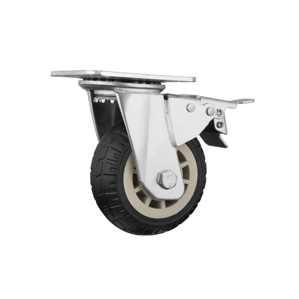 YUZGUHEY Heavy Duty Rubber Swivel Caster Wheels 750kg Load Plate Casters for Workbench Machine Trolley(Brake,8in)