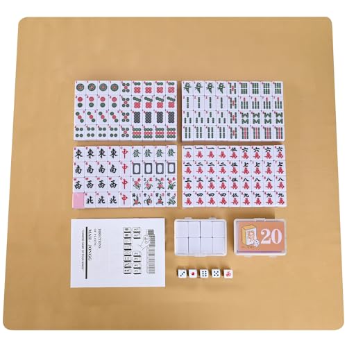 Set pequeño de mahjong chino rosa con 152 fichas y bolsa miniatura 3