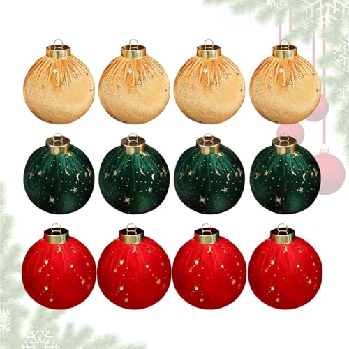 Boules de Noël en velours décorations sphériques suspendables incassables - 2